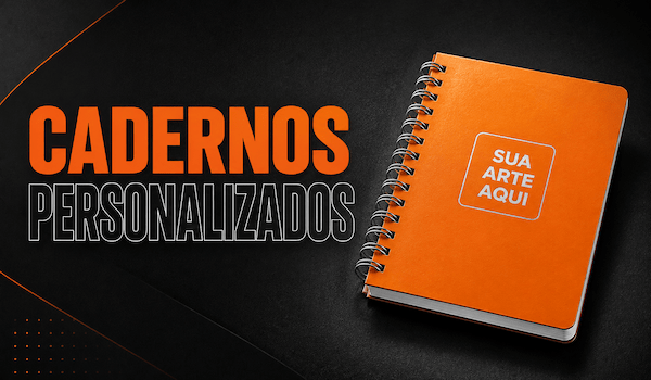 Caderno personalizado premium com logo para eventos corporativos