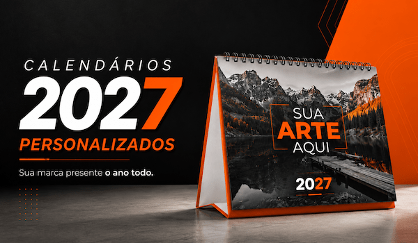 Calendário de mesa 2027 personalizado com logo da empresa