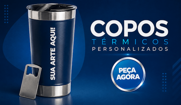 Copo térmico personalizado com tampa para brinde corporativo
