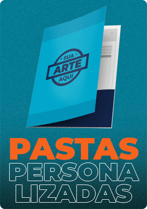 Pastas personalizadas corporativas com bolsa interna e acabamento premium para apresentações de negócios.