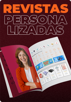 Revistas personalizadas com acabamento gráfico de alto padrão para catálogos institucionais e publicações corporativas.
