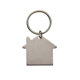 Chaveiro Plaquinha Formato Casa Prata Chaveiro metálico em formato de casa com pintura fosca prata