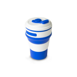 Copo Retrátil Branco e Azul Copo retrátil de silicone em branco e azul.