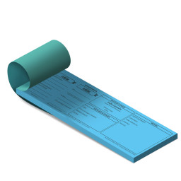 Talão de receituário de controle especial azul B, tamanho 26x6 cm.